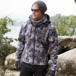 Plain Camo TX performance hooded softshell jacket Result 320 GSM